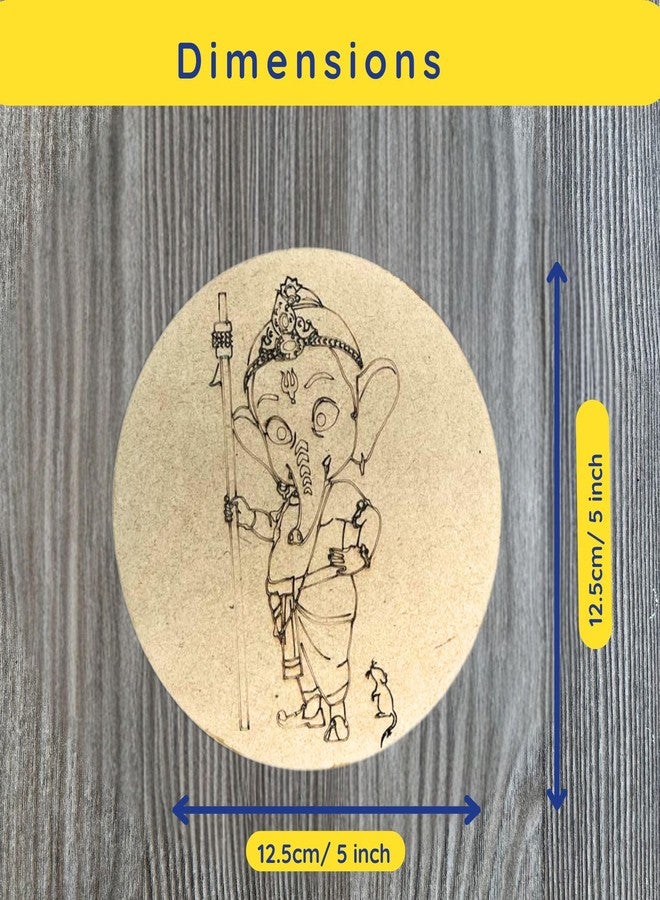 Ansoz Divine Ganesha Artistic Plaque Art Craft Kit | Ganesh Art Craft: Wooden Pre-Marked Cutout for Kids and All Ages - DIY Craft Kit | Home Decor | Ganesh Chaturthi Gift Idea (Water Color Included (Ganesha with Spear) - Image 5